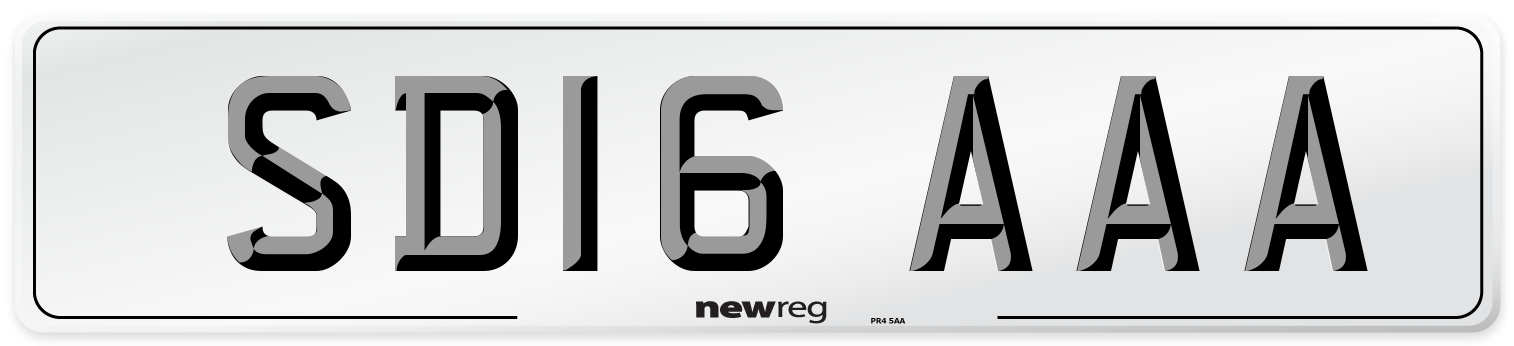 SD16 AAA Number Plate from New Reg
